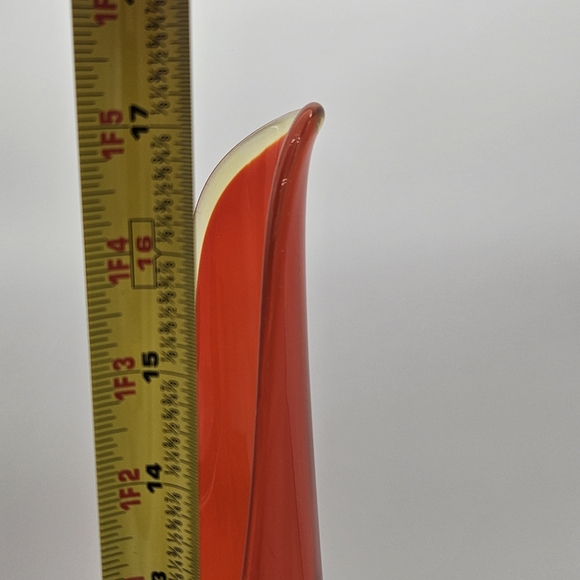 Vintage L.E. Smith Amberina Swung Stretch Art Glass Amberina Pitcher Glows 17.5" - Picture 7 of 14